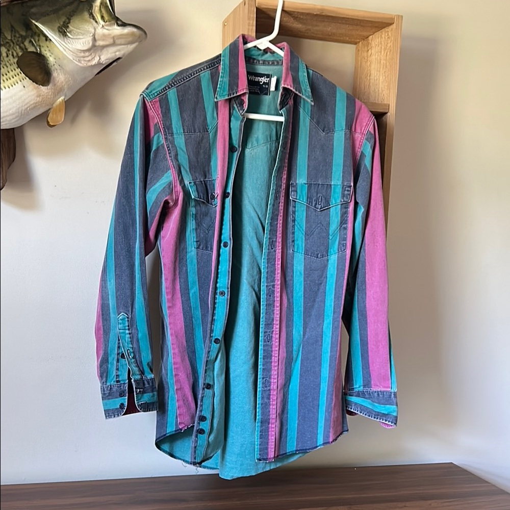 Vintage wrangler Striped Multicolor Button-Up Shirt